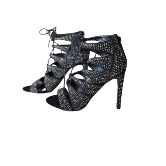 Steve Madden Shoes - Steve Madden Black Studded Lace-Up Heels